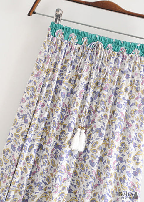 Boho Skirts in Paisley Green For Women